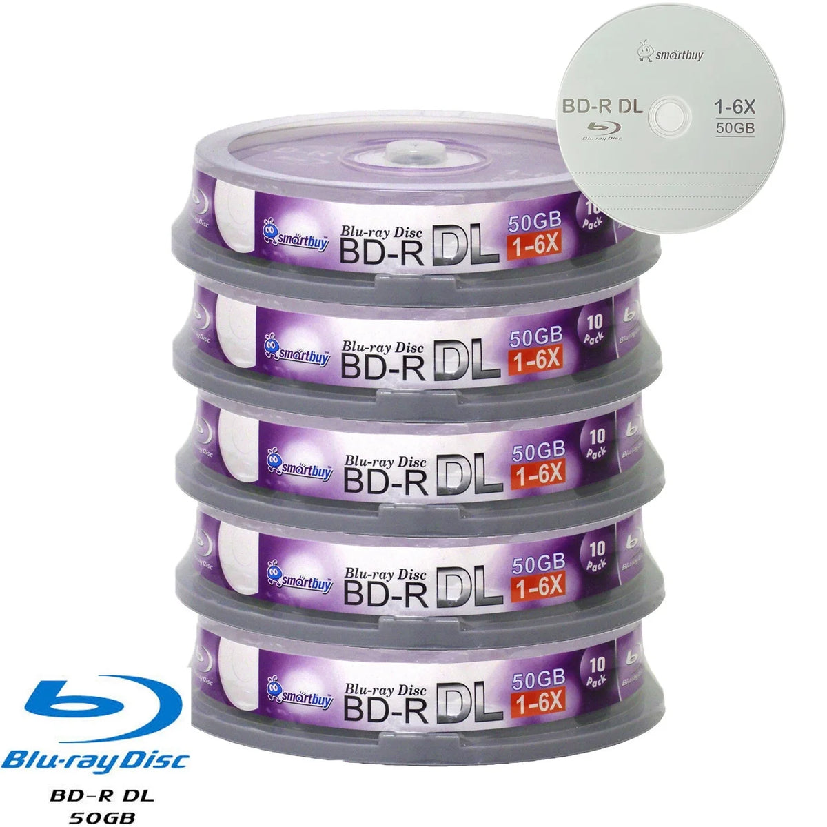100 Disc 50GB 6x Blu-ray BD-R DL Blank Recordable Media G2032