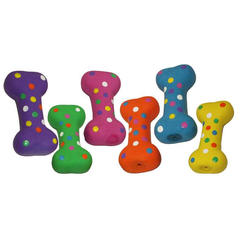 Small Latex Polka-Dot Bone Dog Toy M69158