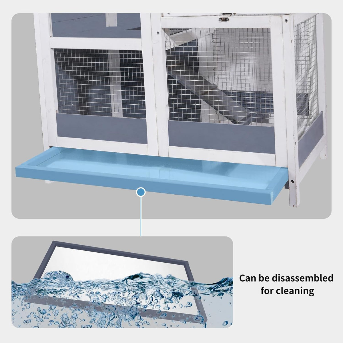 Wooden Guinea Pig Cage with Openable Roofs and Removable Tray C551