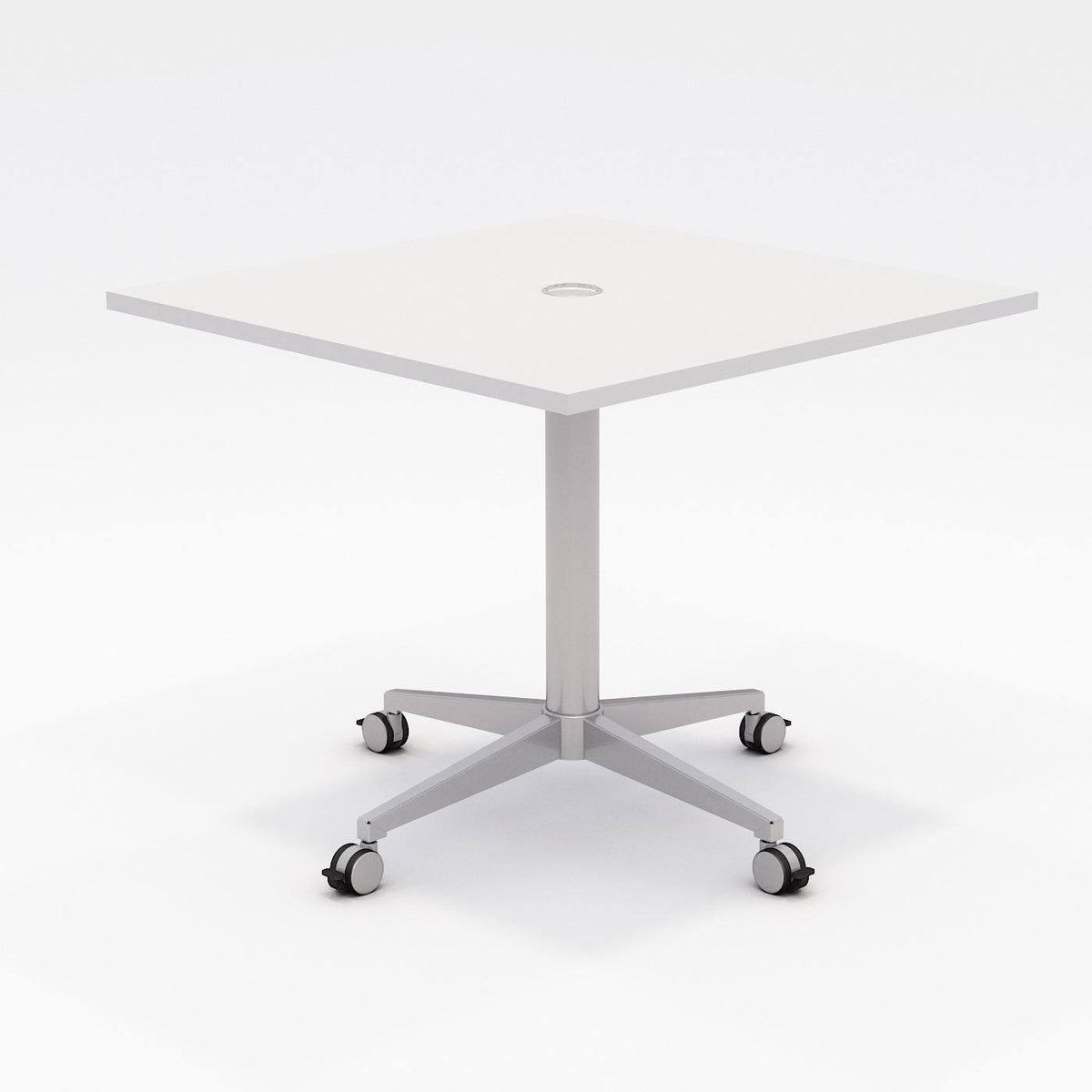 White Pedestal Table with Casters V394723