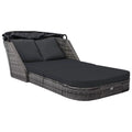 Outdoor Poly Rattan Sun Lounger with Canopy and Cushions B57446
