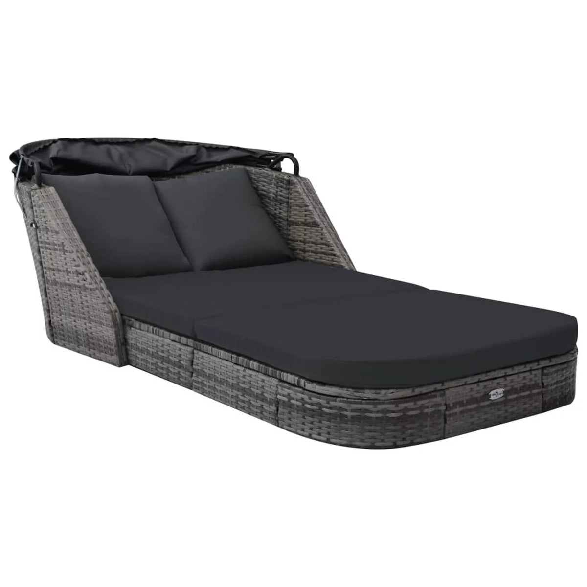 Outdoor Poly Rattan Sun Lounger with Canopy and Cushions B57446