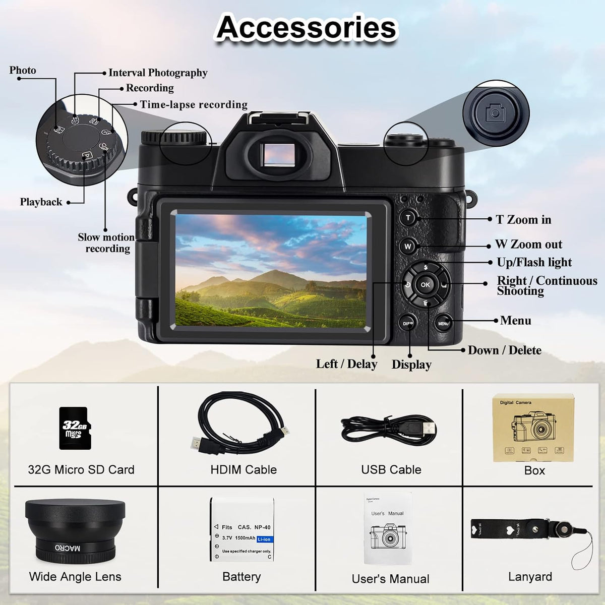 48MP 4K Digital Camera with WiFi and 3.0 Inch Flip Screen U3811
