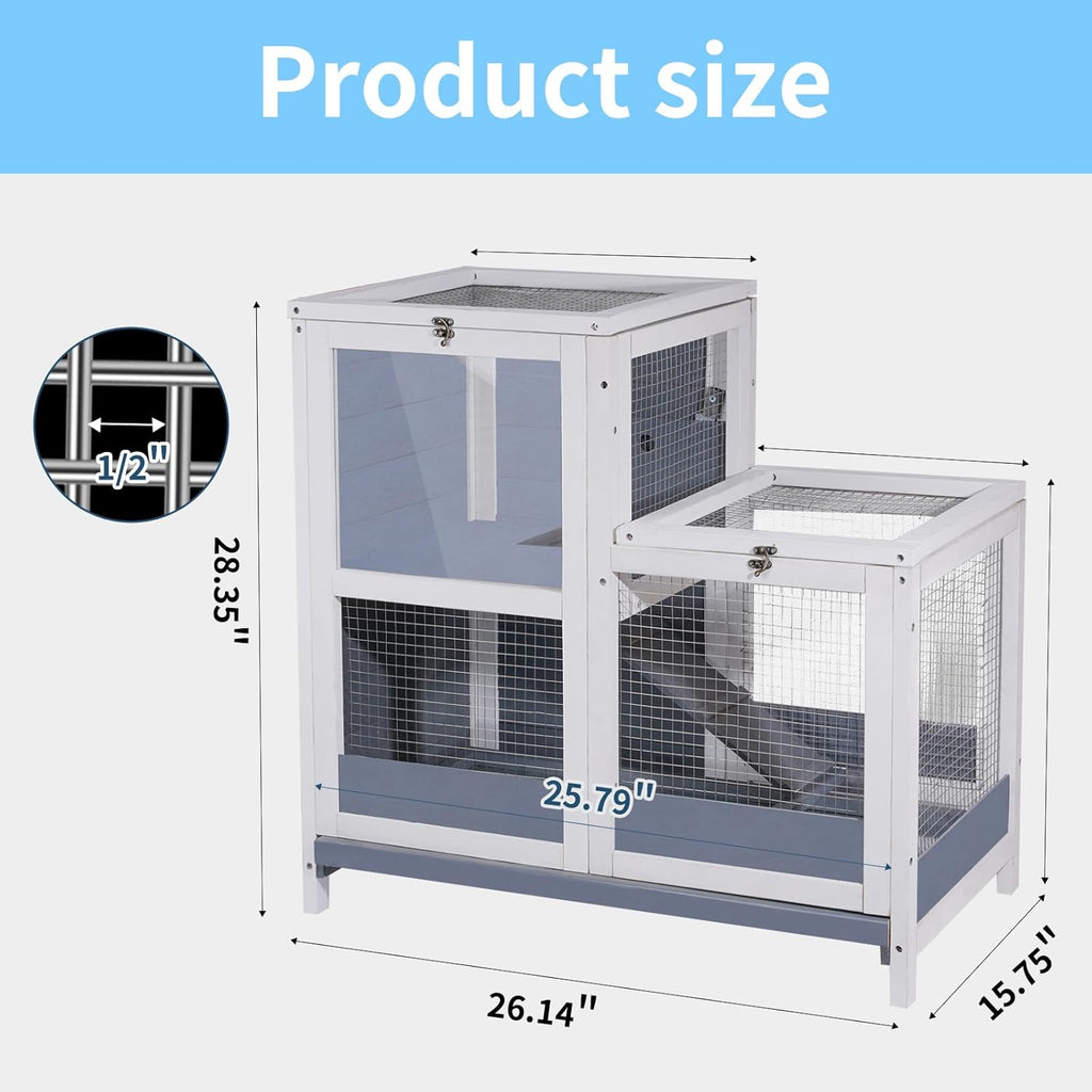 Wooden Guinea Pig Cage with Openable Roofs and Removable Tray C551