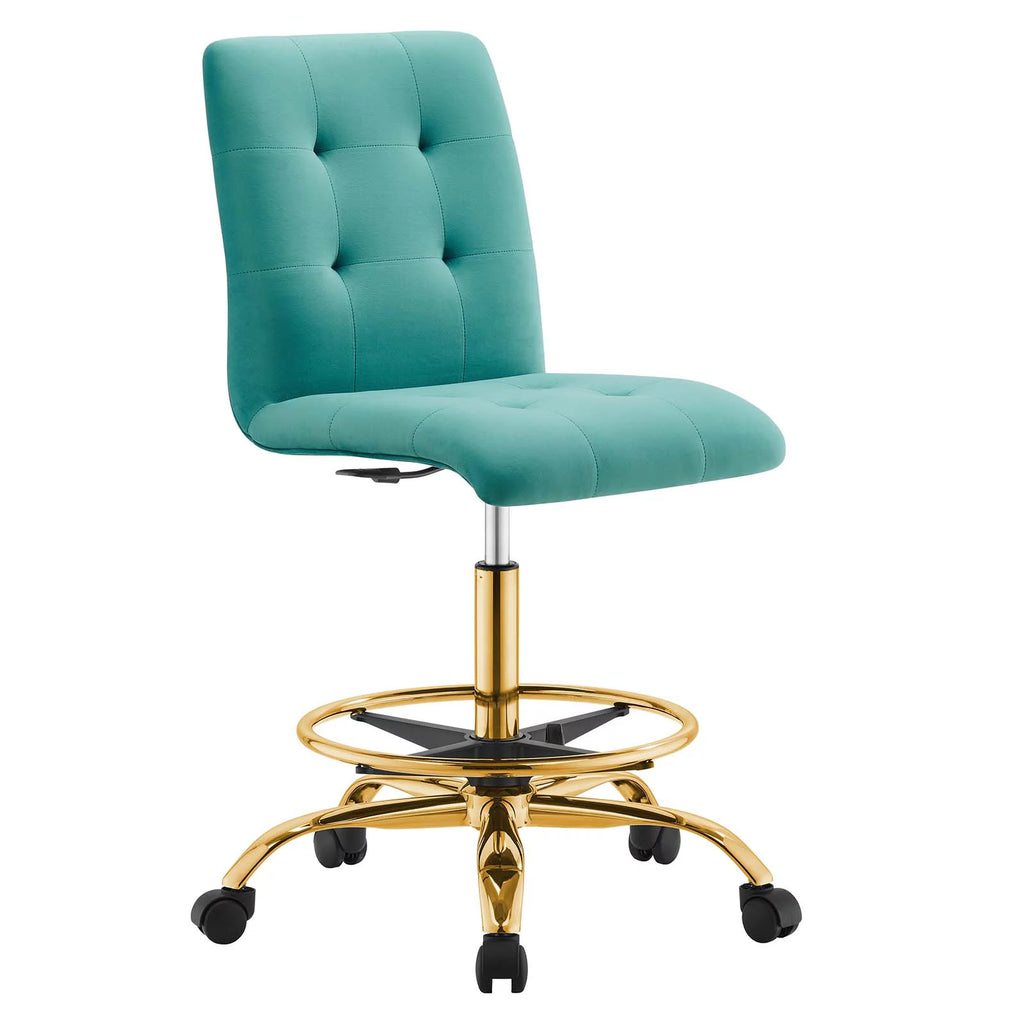 Gold Teal Velvet Drafting Chair U626