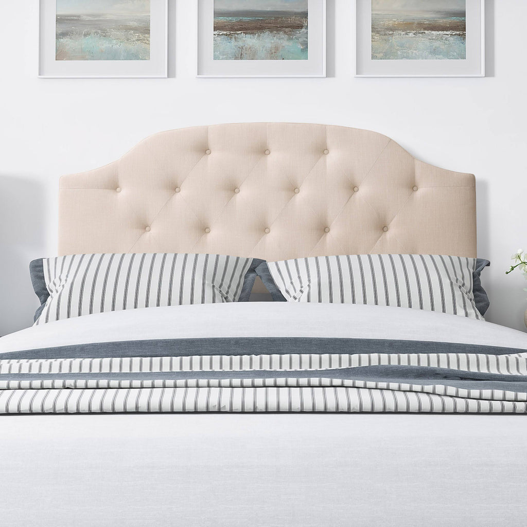 Tufted Light Gray Fabric Headboard P555273