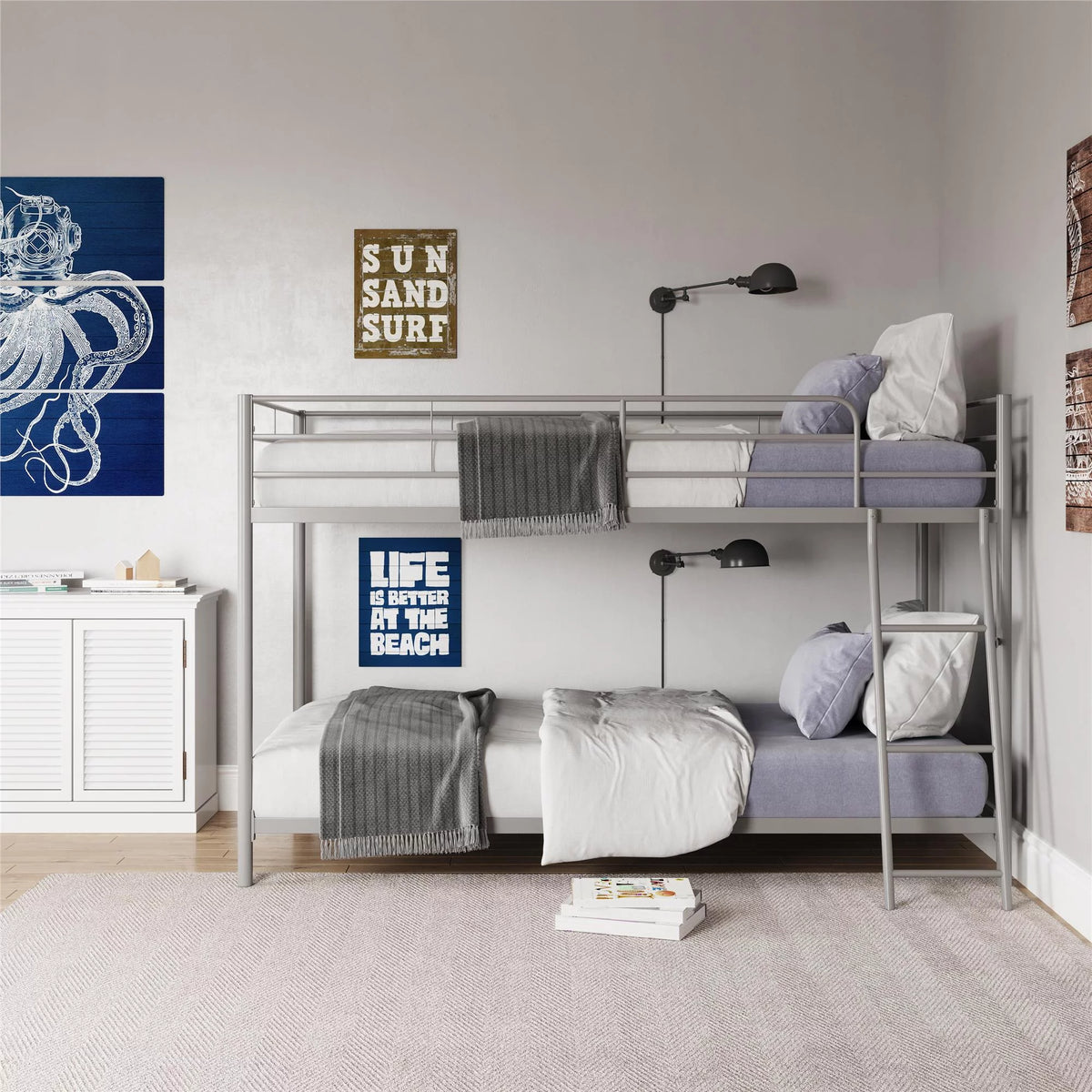 Black Twin-over-Twin Bunk Bed F930