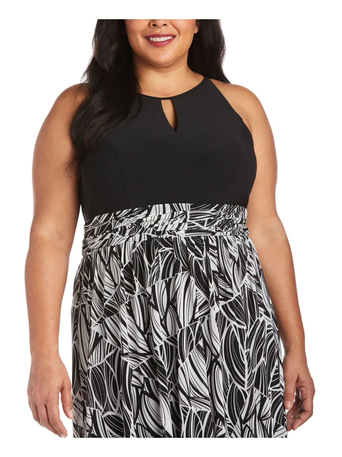 Black Printed Sleeveless Keyhole Maxi Dress Plus 16W D31810