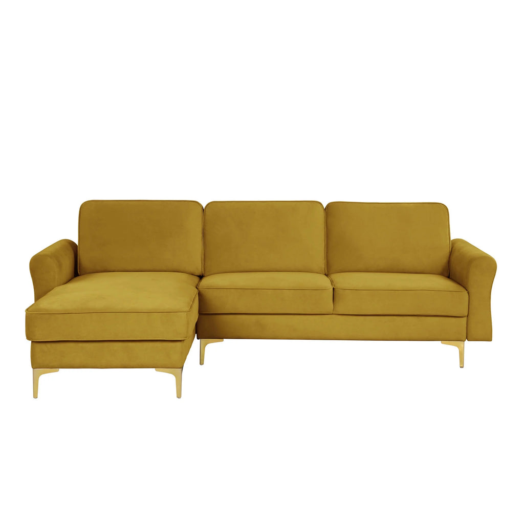 Yellow Velvet Sectional Loveseat and Chaise P81270