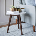 Dark Brown White Faux Carrara Marble Nightstand O52841