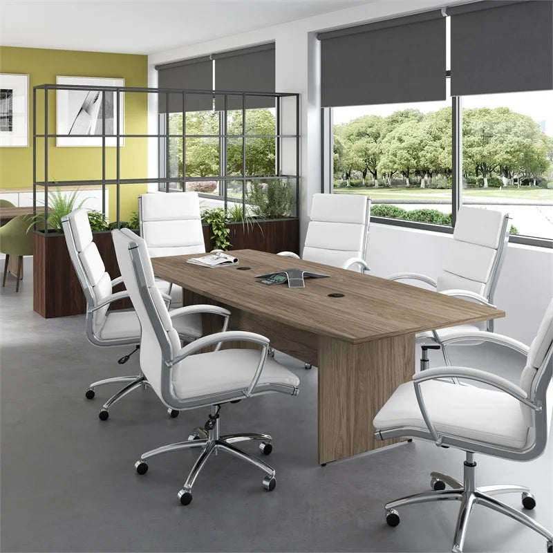 96"W Boat Shaped Engineered Wood Conference Table J7792