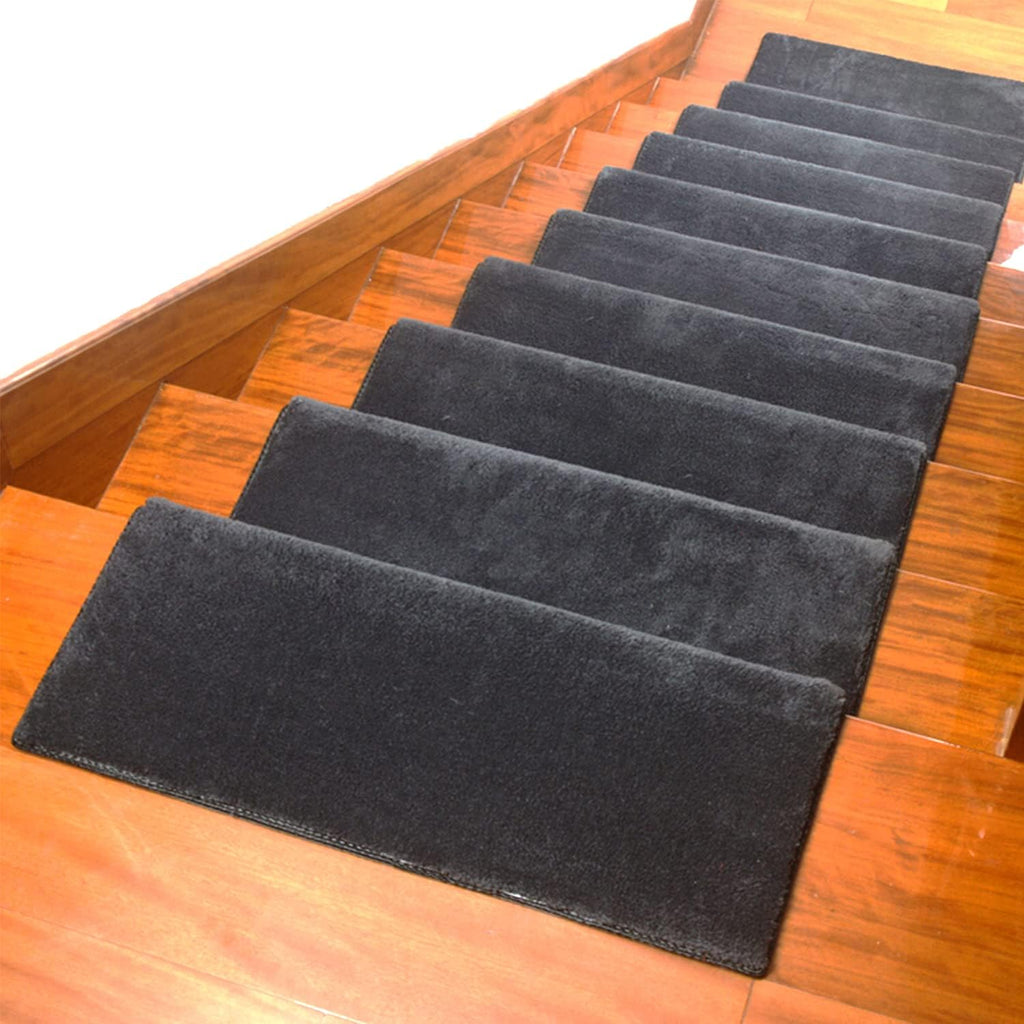 Grey Cotton Fiber Self-Adhesive Carpet Stair Treads Pack of 2 B63511
