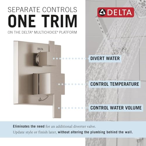 2-Setting Square Shower System with Rain Shower Head and Handheld Spray N7814