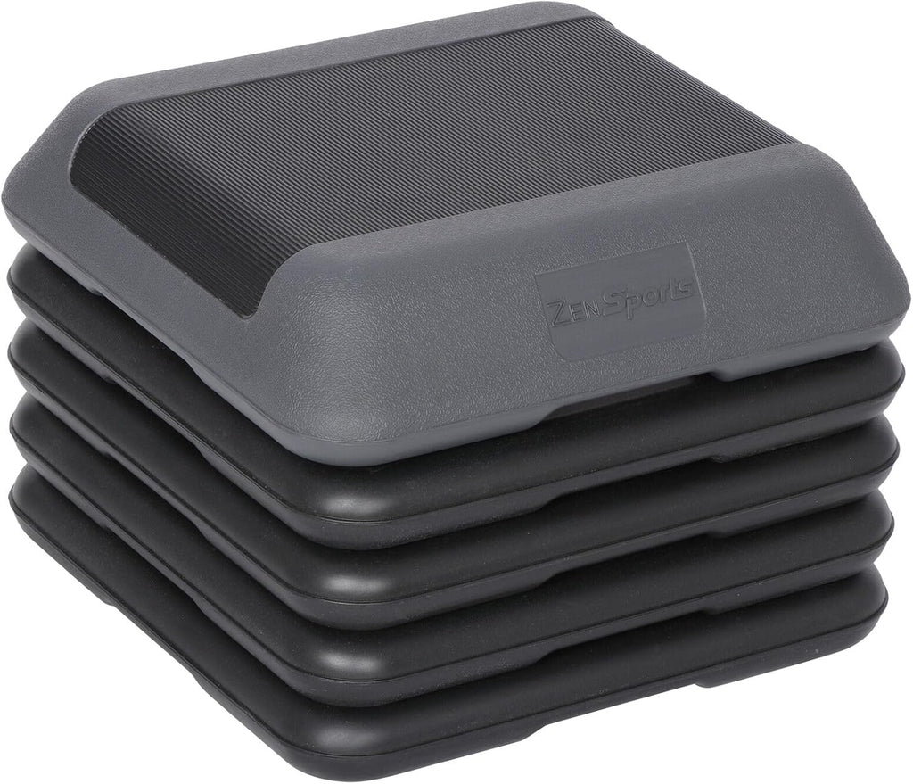16"" x 16"" Adjustable Height Stepper Square Workout Platform with 4 Risers, Grey&Black V36272