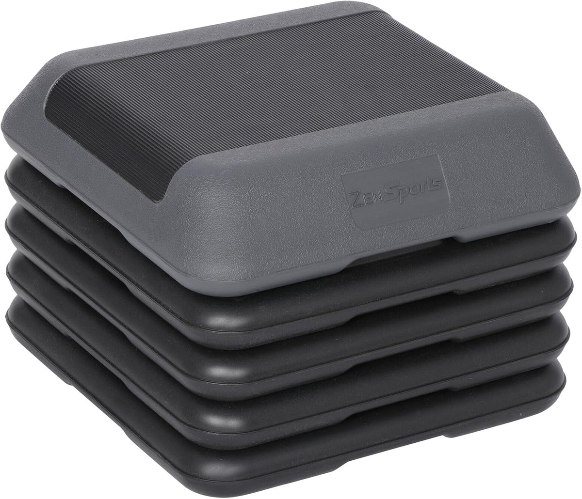16"" x 16"" Adjustable Height Stepper Square Workout Platform with 4 Risers, Grey&Black V36272