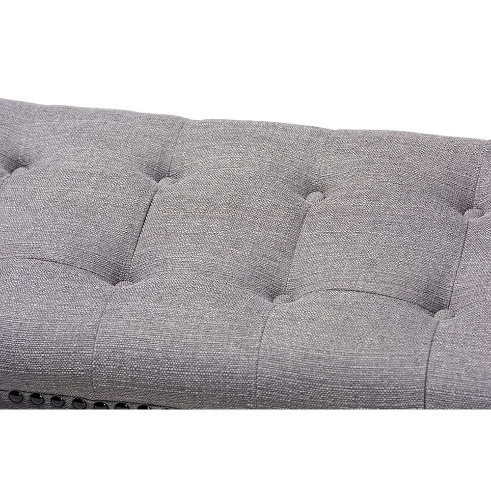 Gray Linen Fabric Upholstered Wood Bench V813