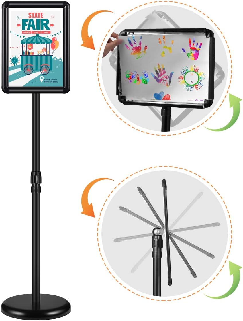 2 Pack Adjustable Floor Sign Stand 8.5x11 Inch Black U4202