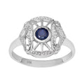 Vintage Style Genuine Round Sapphire and Diamond Accent Ring D1387