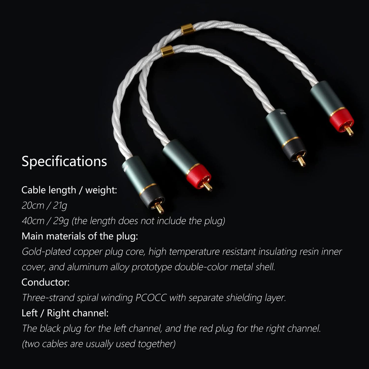 RCA Signal Cable with PCOCC Conductor (20CM) U31225