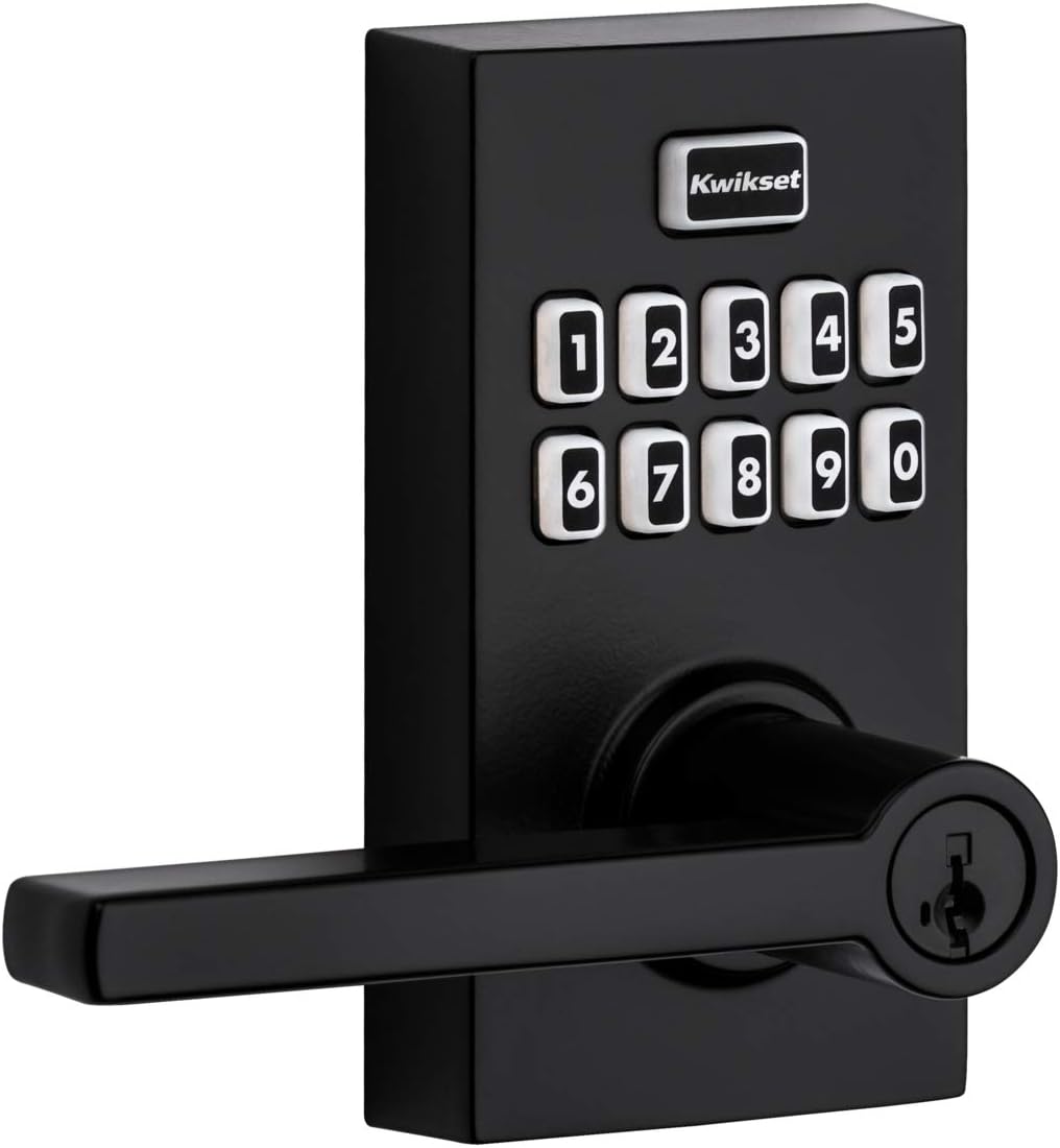 Satin Nickel Electronic Lever Lock with Halifax Door Handle and SmartKey Security S40625