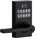 Satin Nickel Electronic Lever Lock with Halifax Door Handle and SmartKey Security S40625