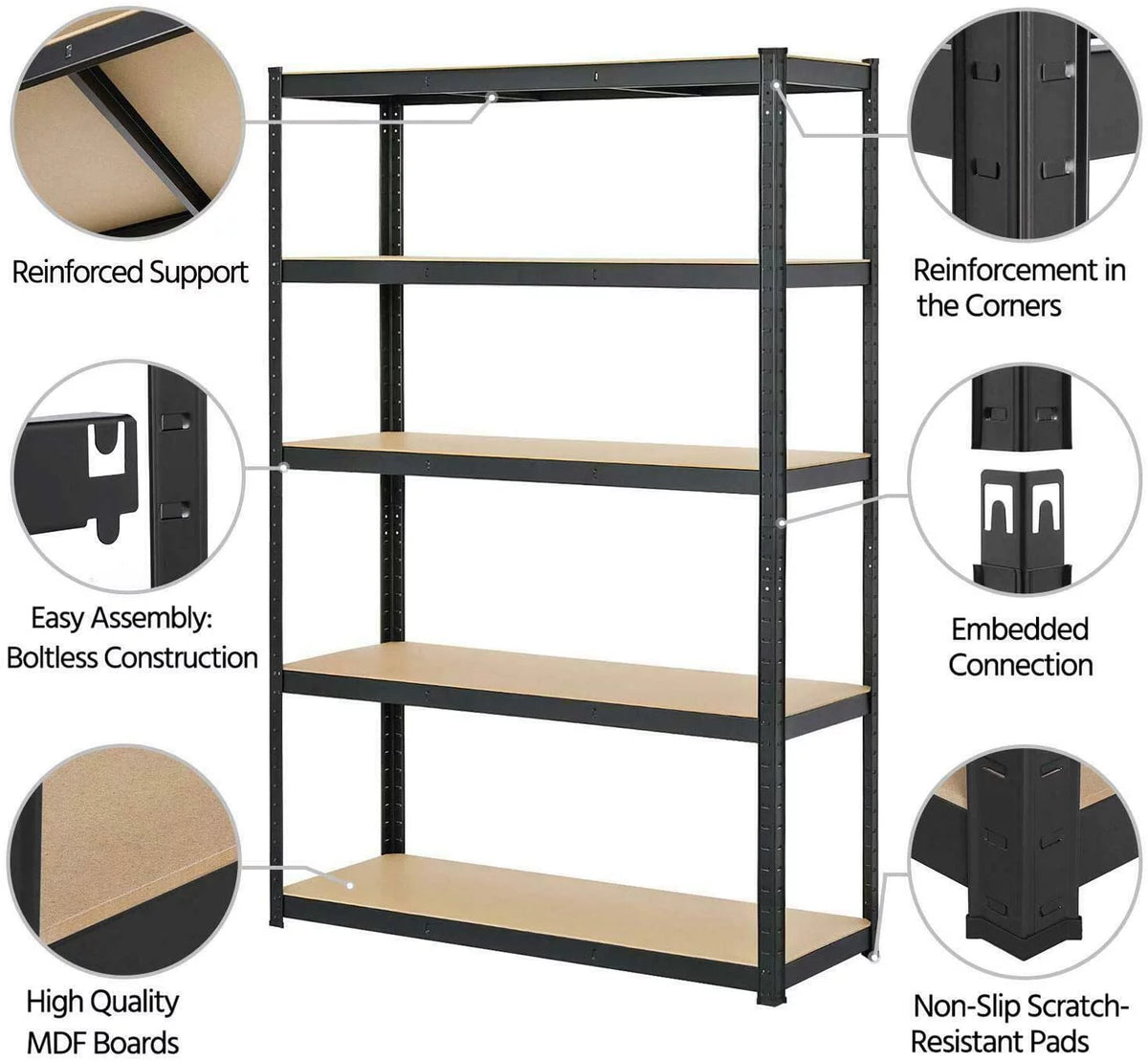 5-Tier Heavy Duty Metal Shelving Storage Unit H9760