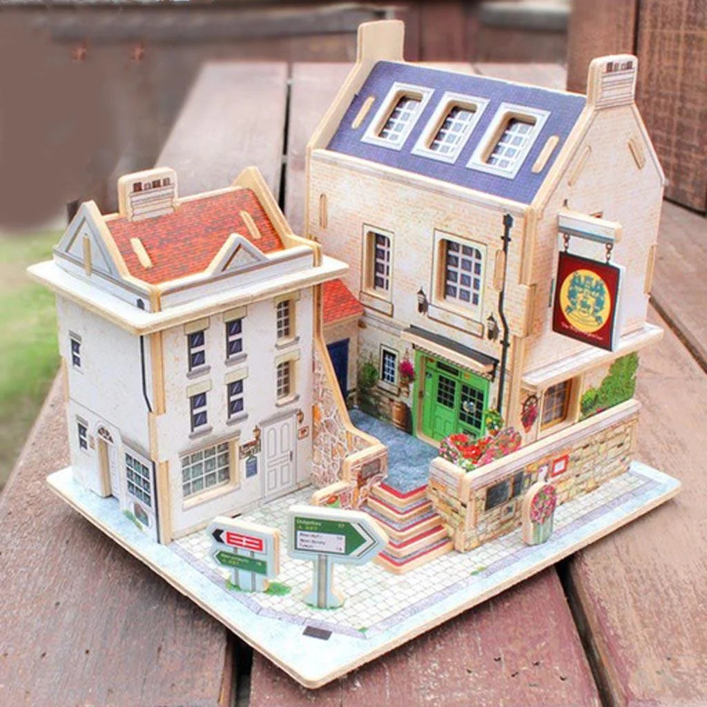 Britain Bar Pub Life Scene 3D Wooden Dollhouse Miniature With Furniture L94901