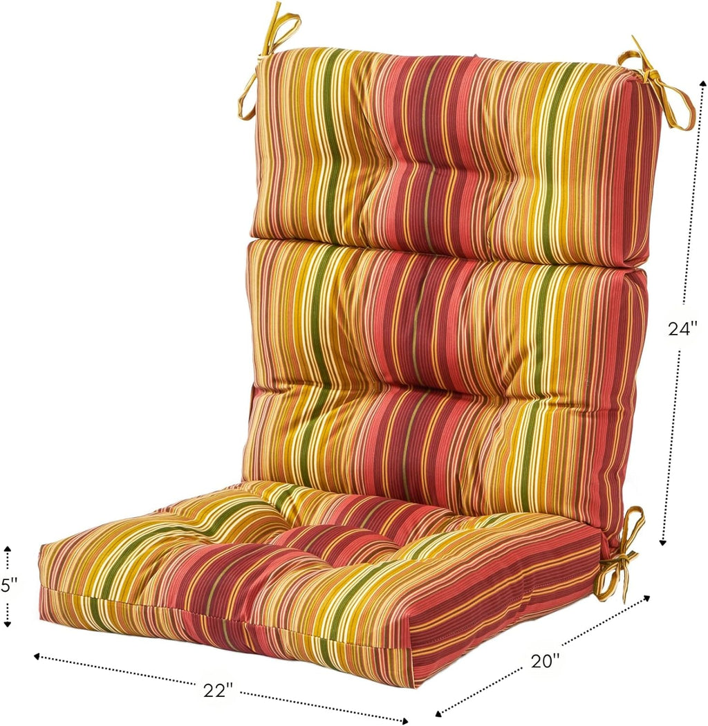 Outdoor 44 x 22-inch High Back Chair Cushion, Set of 1, Cinnamon Stripe G6957