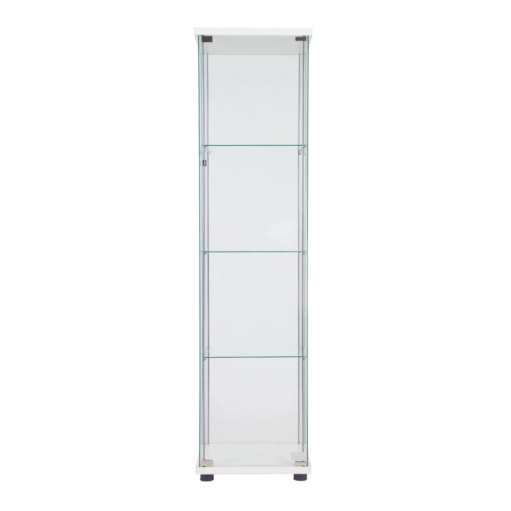 White One Door Glass Display Cabinet with 4 Shelves N283