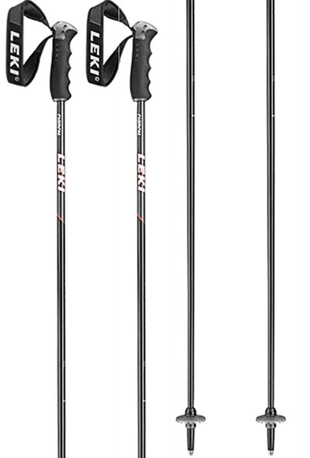 Black/White/Neon Red Carbon Ski Poles L4575