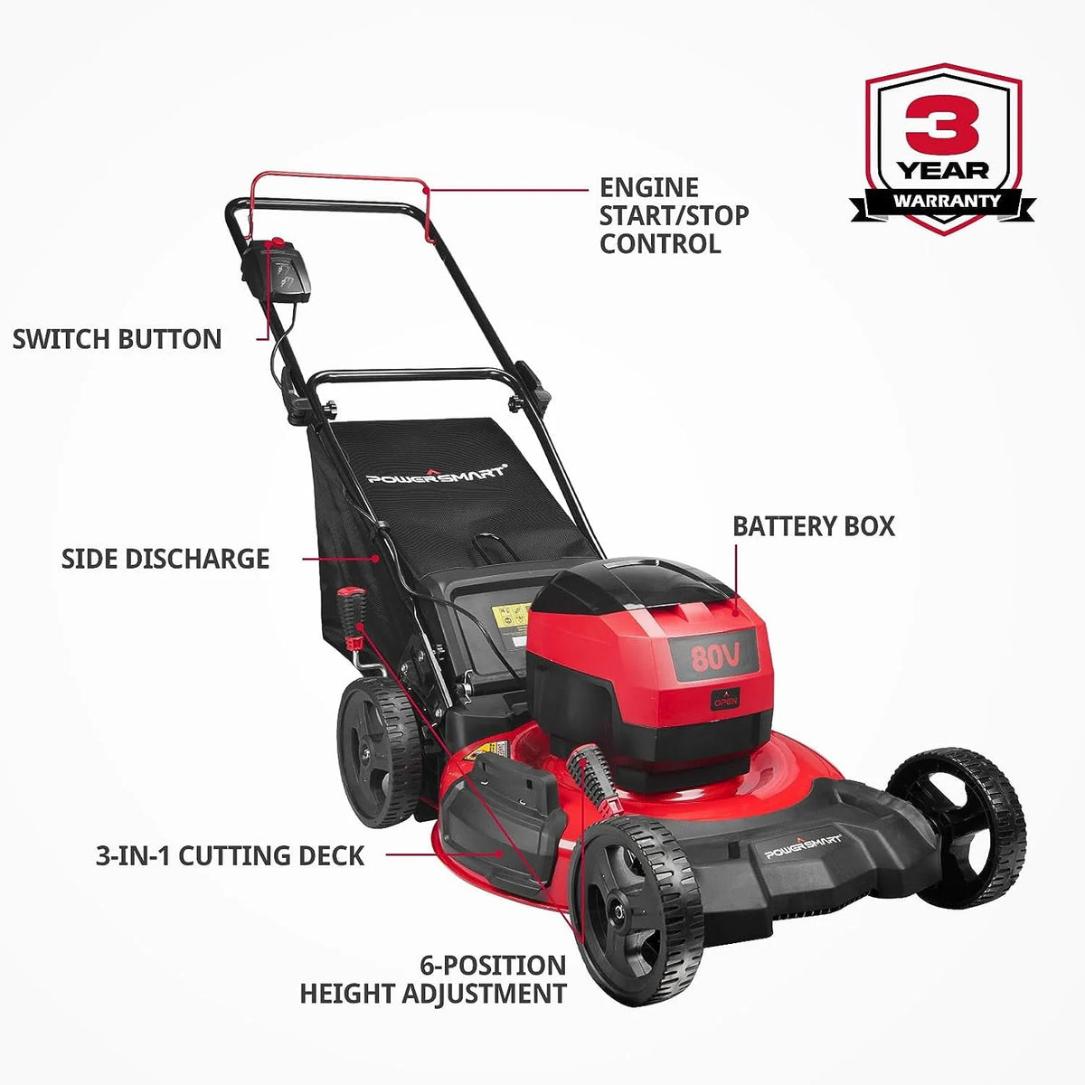 80V MAX 21 Cordless Brushless Electric Lawn Mower K3461
