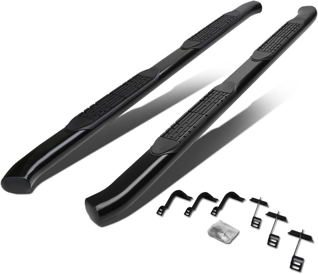 4 Inches Curved Side Step Nerf Bar Running Board, Stainless Steel, Black Powdercoated G422979
