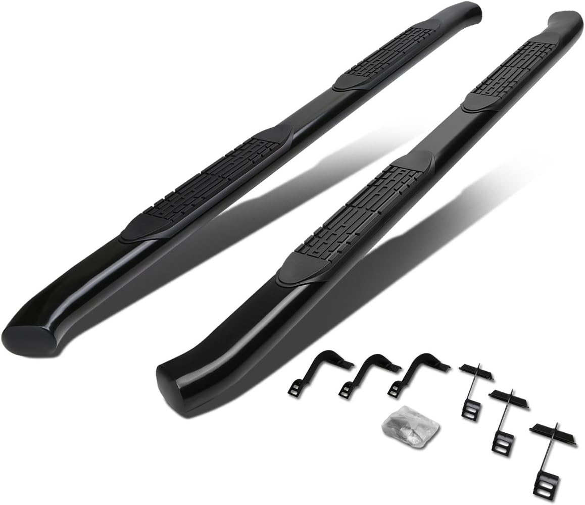 4 Inches Curved Side Step Nerf Bar Running Board, Stainless Steel, Black Powdercoated G422979