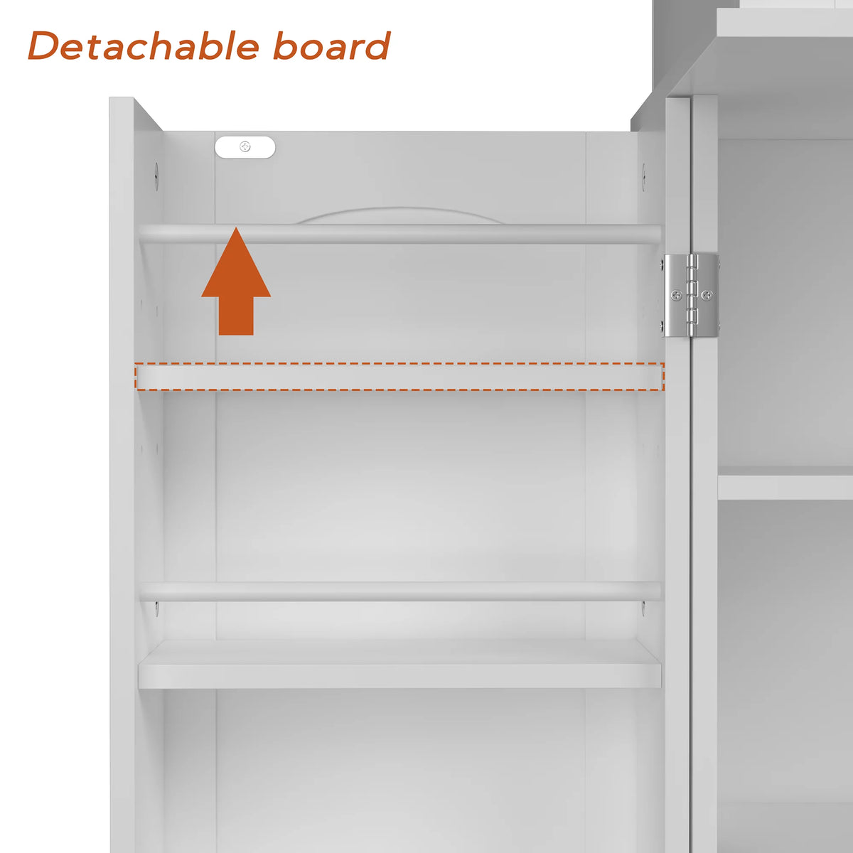 White Tall Kitchen Pantry Storage Cabinet with Doors and Shelves D406