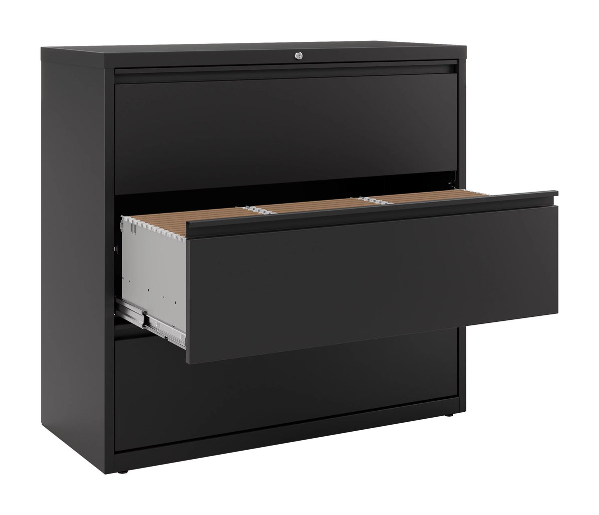 42 inch Wide 3 Drawer Metal Lateral File Cabinet Black K9663