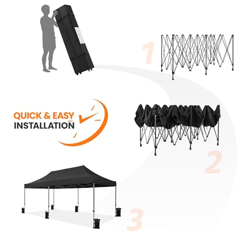 White 10x20 Pop Up Canopy Tent with Wheeled Carry Bag F4249