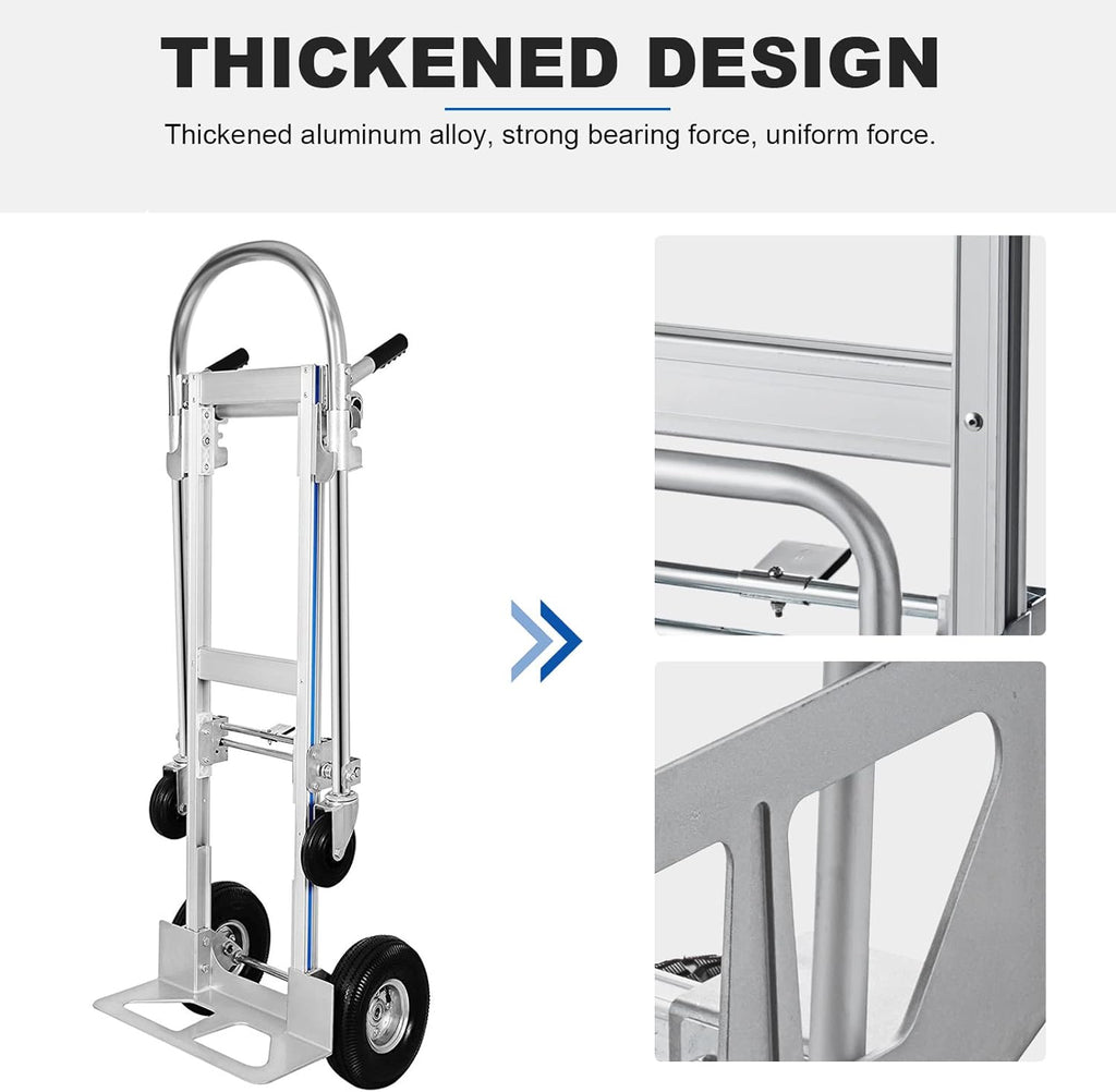Heavy Duty Convertible Aluminum Hand Truck Dolly with Rubber Wheels B754