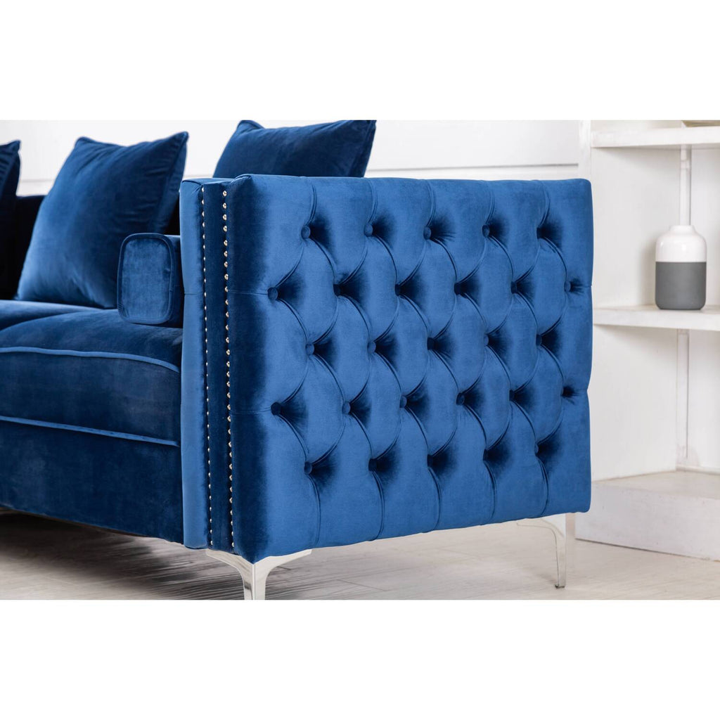 Gray Velvet Sleeper Sectional Sofa C9812