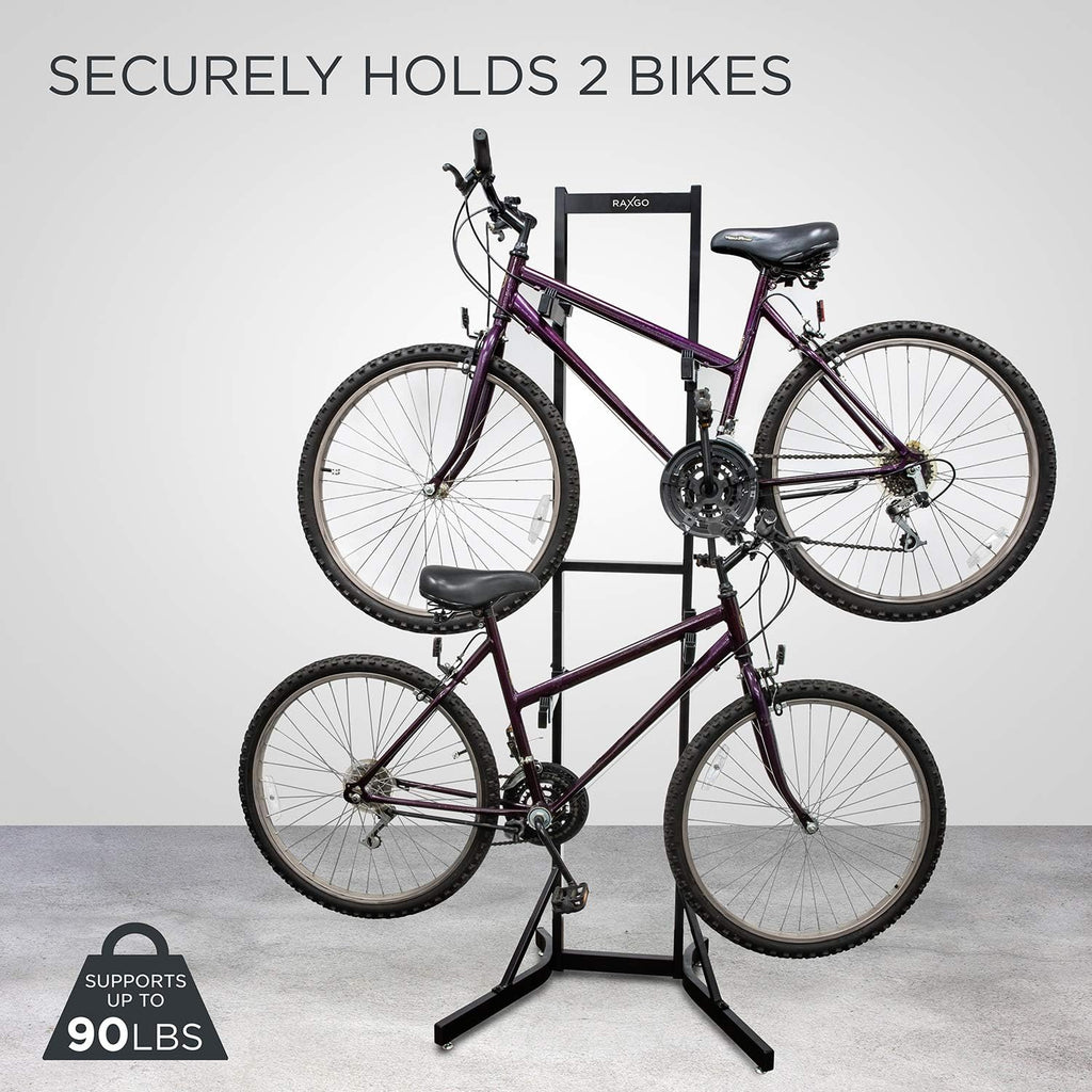 Bike Garage Storage Rack, 2 Bicycle Floor Stand, Adjustable, Freestanding J849