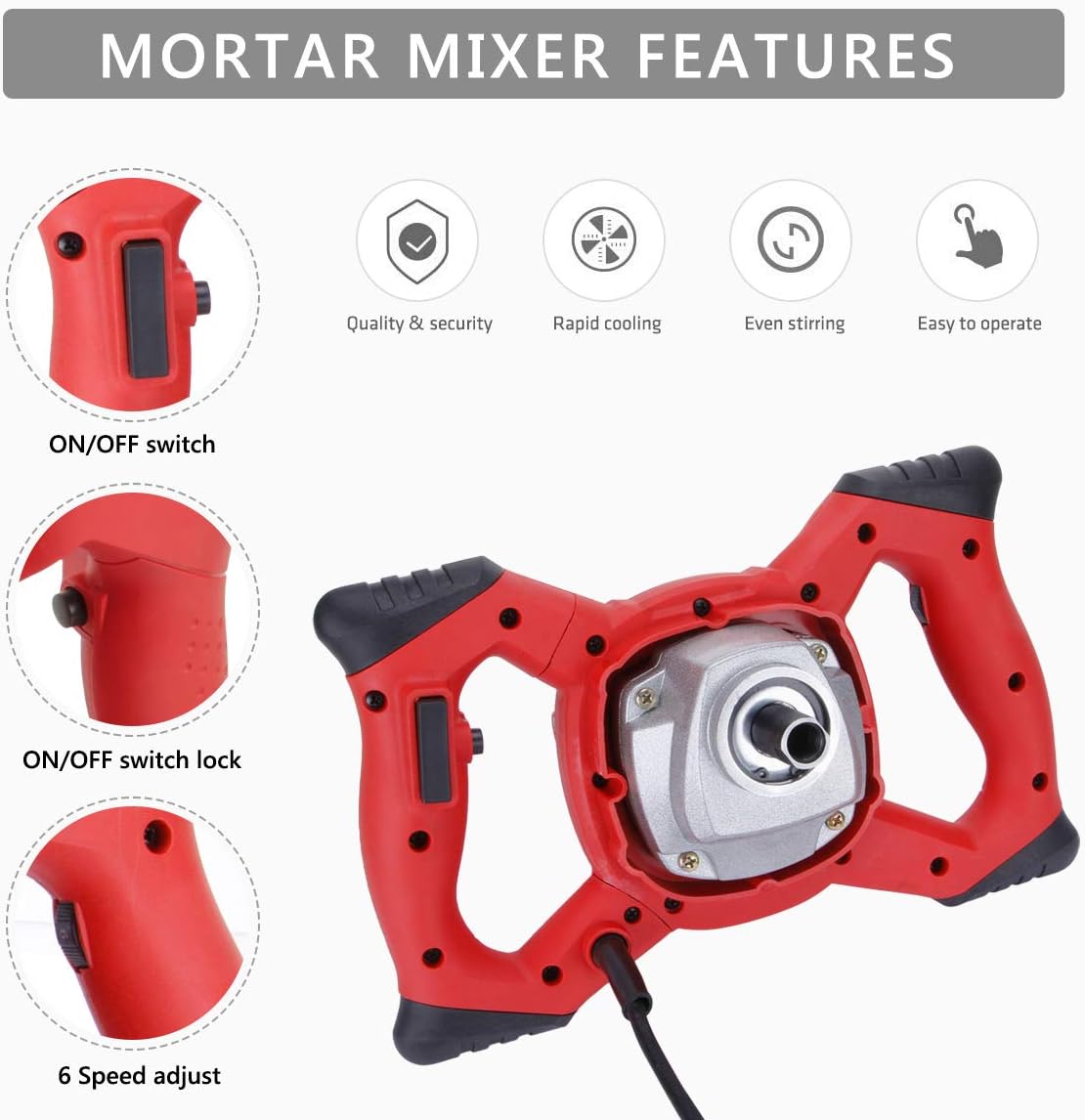 2100W Electric Mortar Mixer, 6-Speed, Pack of 2 O512