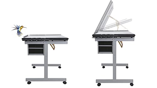 Silver Adjustable Glass Drafting Table E156526