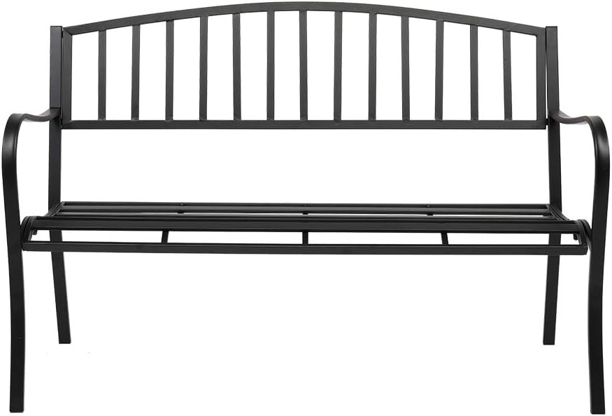 Black Metal Patio Bench E365636