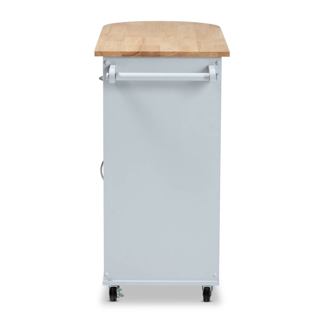 Light Grey Natural Wood Kitchen Storage Cart A945152