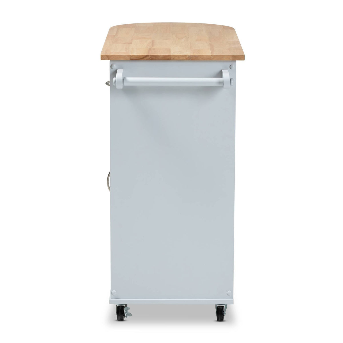 Light Grey Natural Wood Kitchen Storage Cart A945152