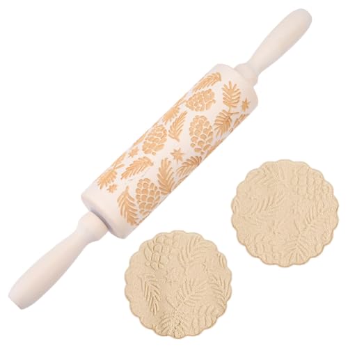 Embossed Wooden Rolling Pin 35cm U123833