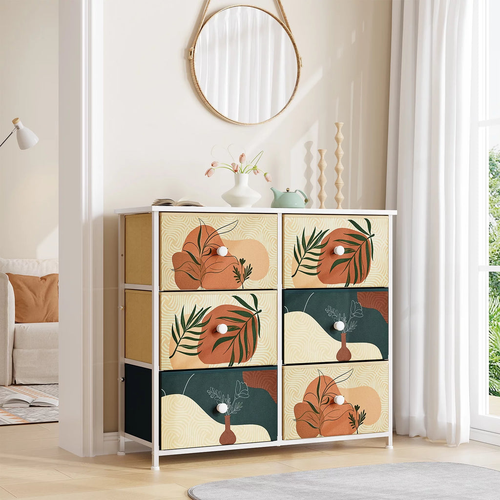 9 Drawer Dresser with Fabric Drawers & Wooden Top S239
