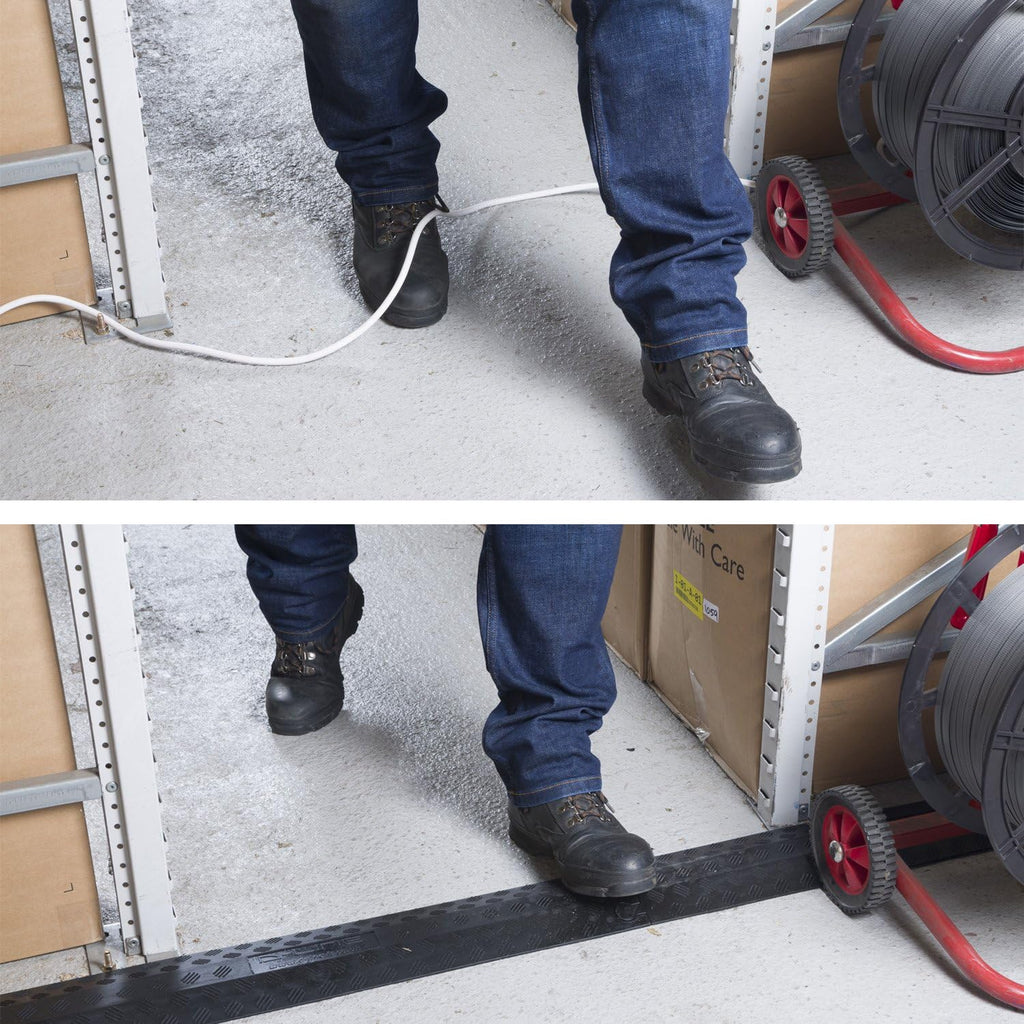 Heavy Duty Single Channel Cable Protector, 30in Length, Black L241287