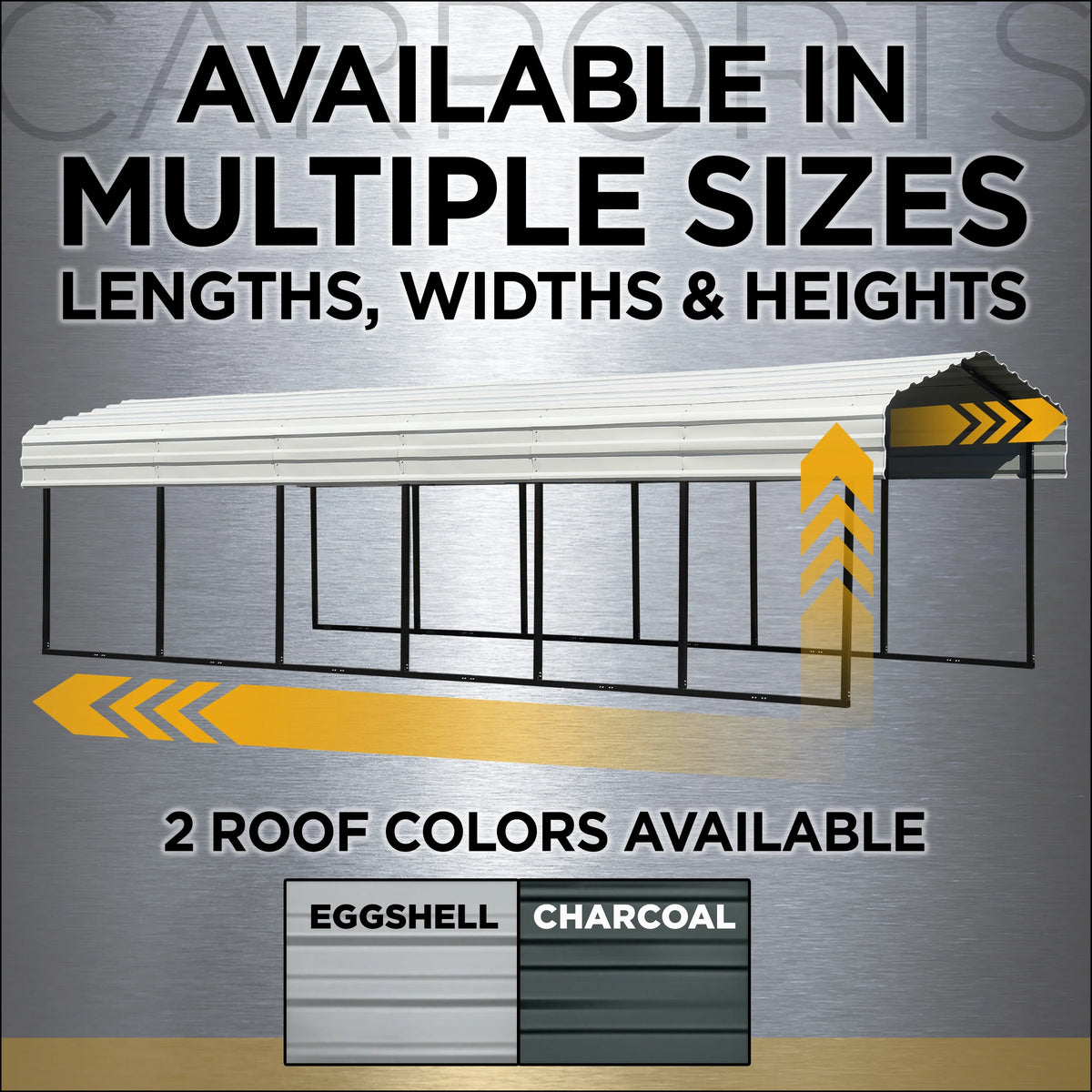 Galvanized Steel Carport Kit with 2-Sided Enclosure Z59473