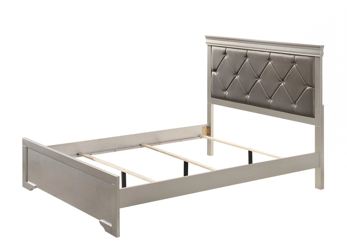 King Size Upholstered Button Tufted Headboard Bed N13256