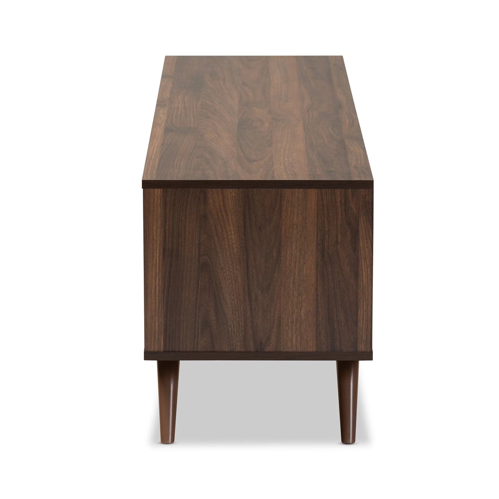Grey and Walnut Wood 2-Door TV Stand R788886